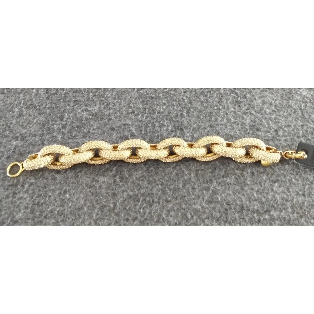 J Crew Pave Crystal‎ Chain Link Bracelet Gold-Tone Chunky Rhinestone Storage NEW